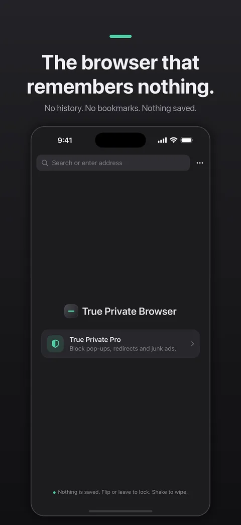 True Private Browser start page