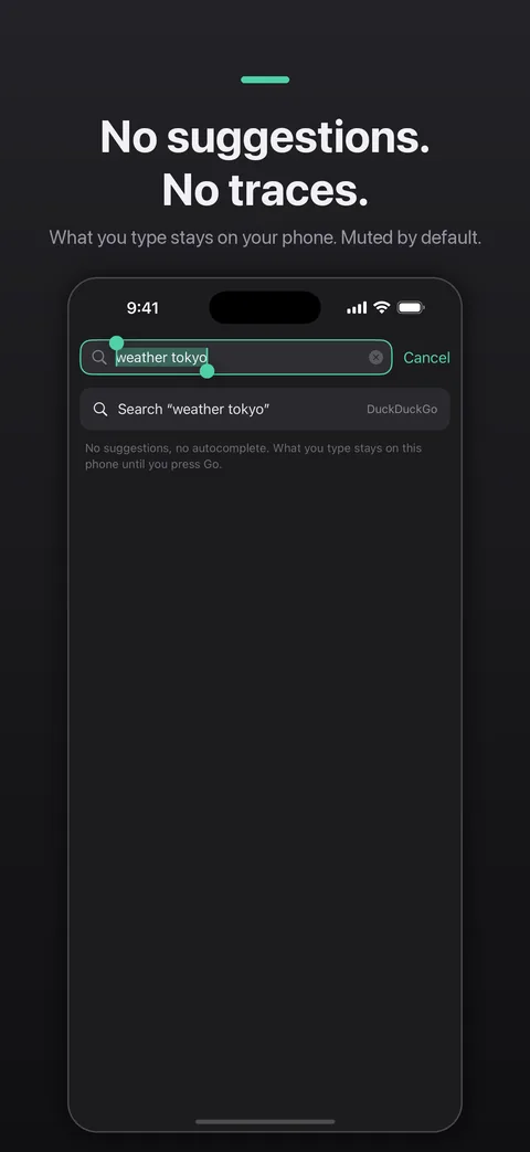 Private address bar with no suggestions